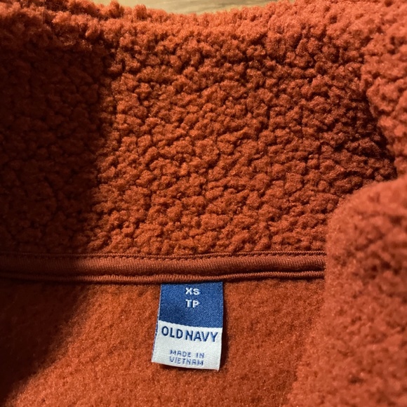 New Old Navy Sherpa fleece zip up funnel neck rust burnt orange size XS - Picture 8 of 12